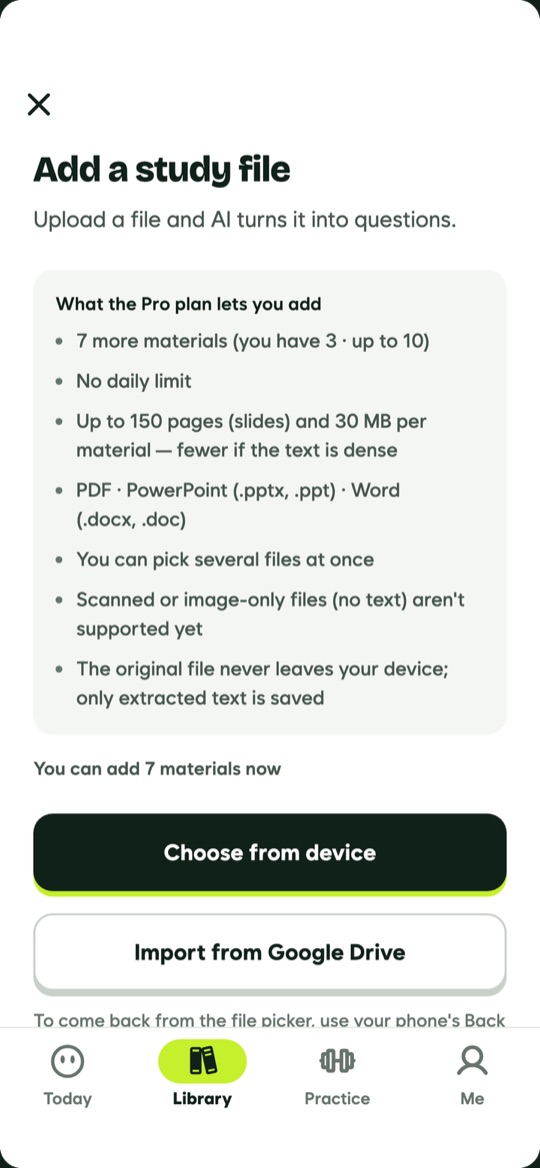 Upload screen
